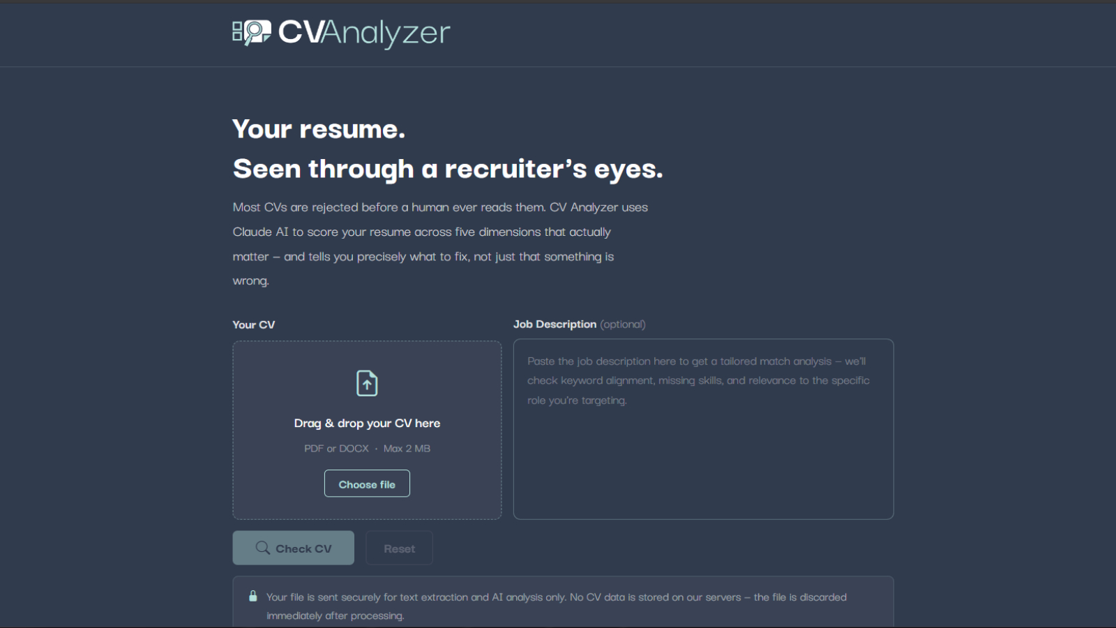CV Analyzer screenshot 1