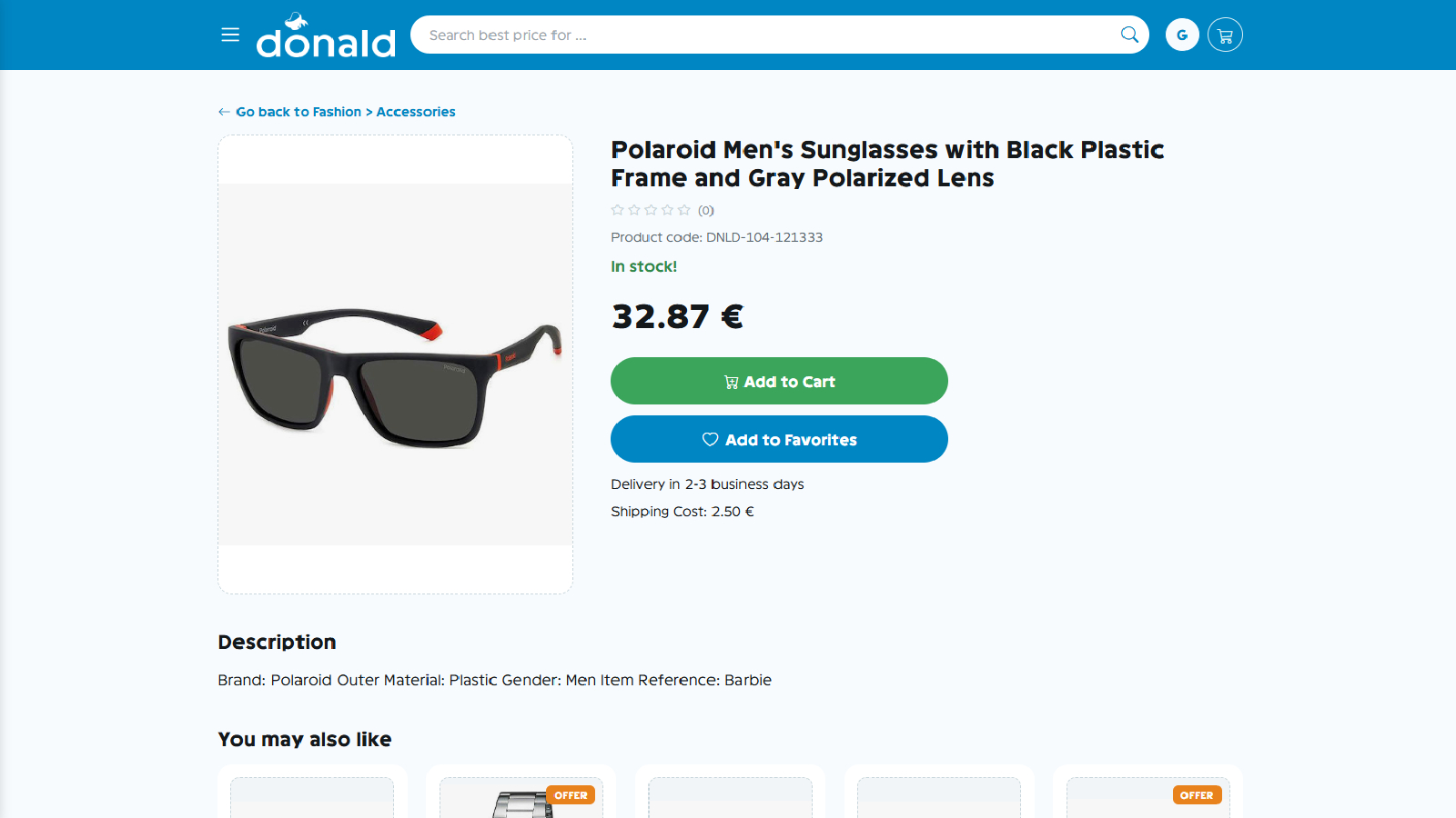 Donald e-shop screenshot 2